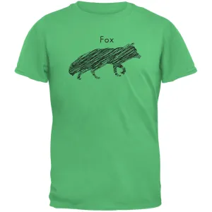Fox Scribble Drawing Irish Green Adult T-Shirt