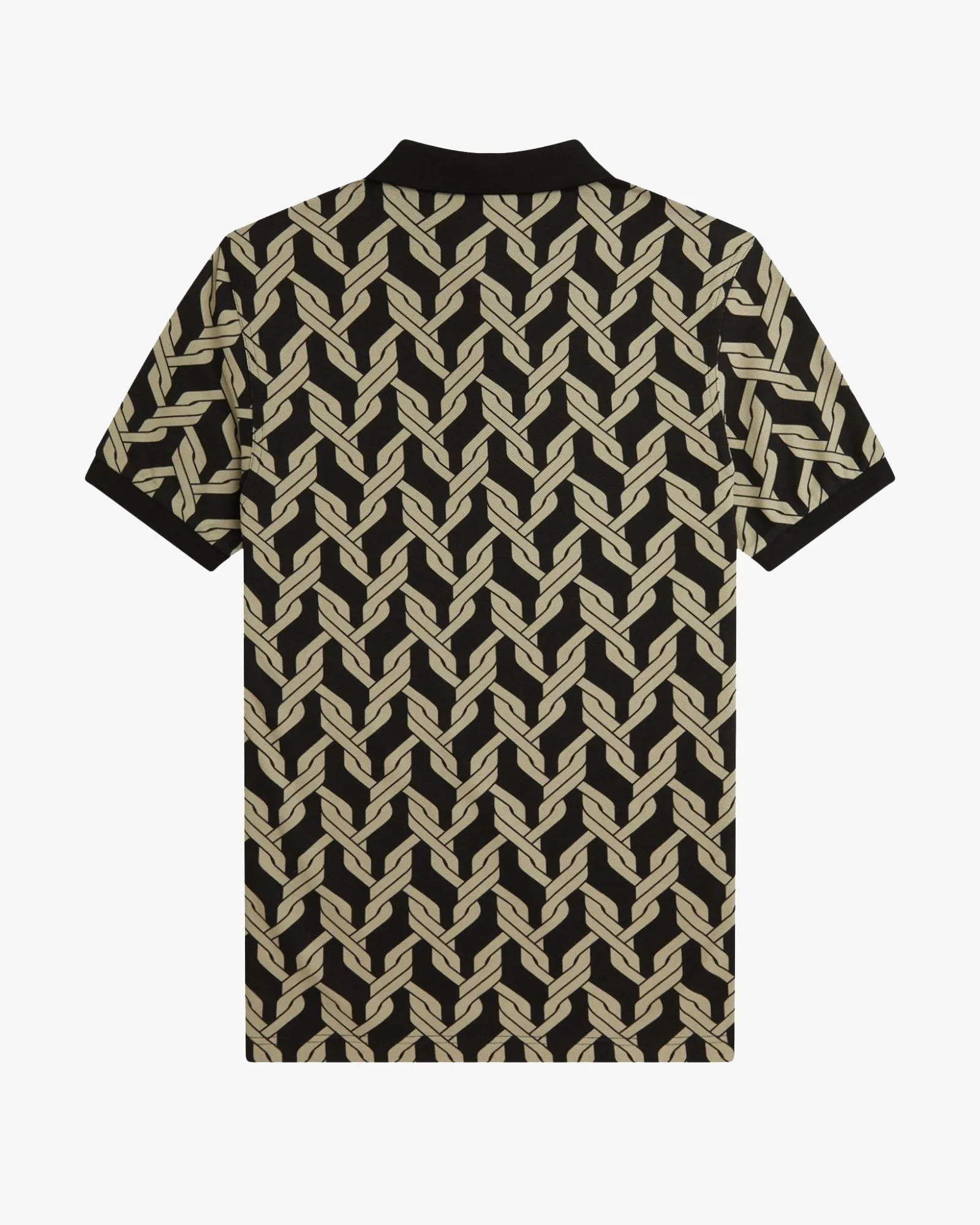 Fred Perry Cable Knit Print Polo Shirt - Black