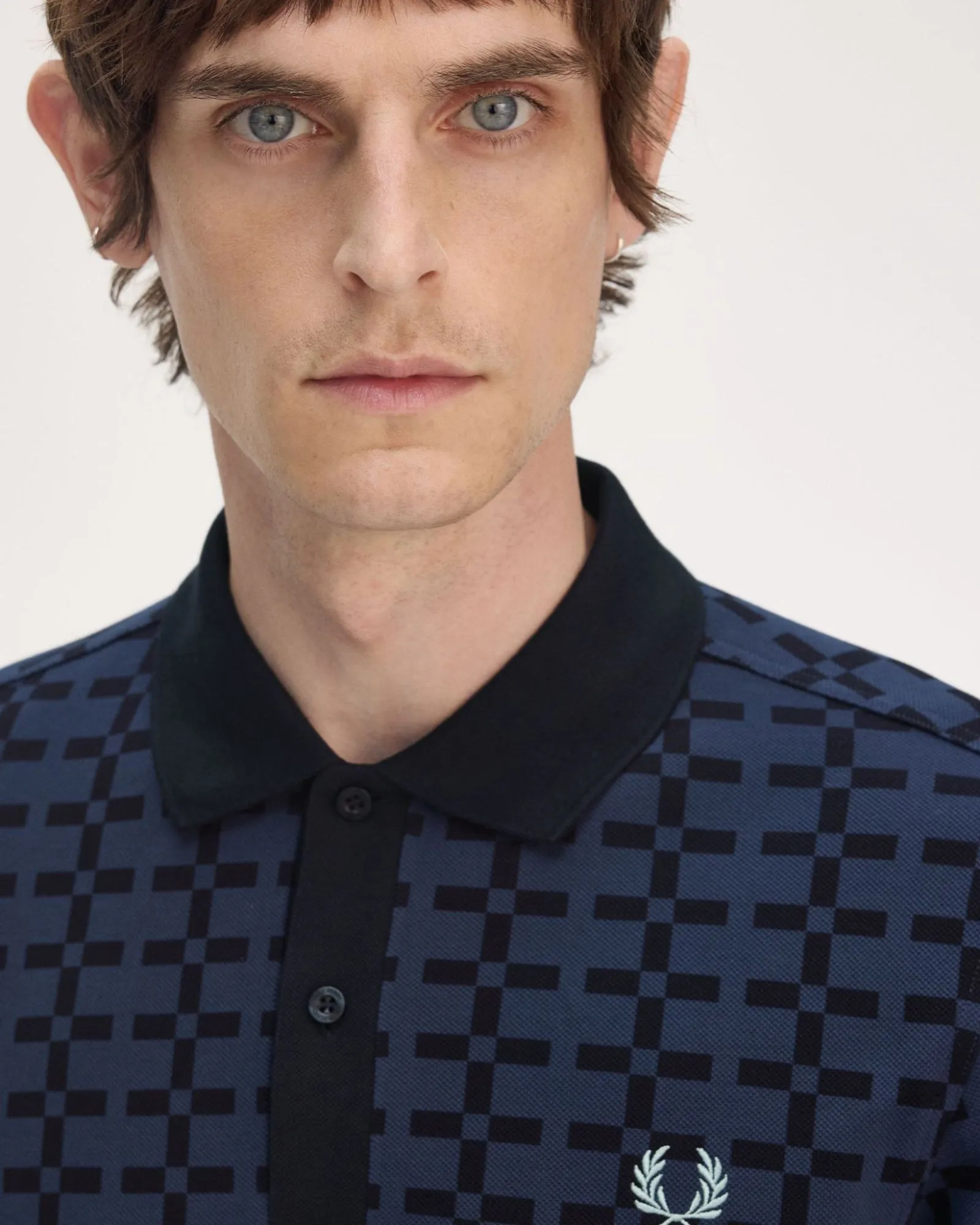 Fred Perry Jacquard Print Polo Shirt - Tennis Blue