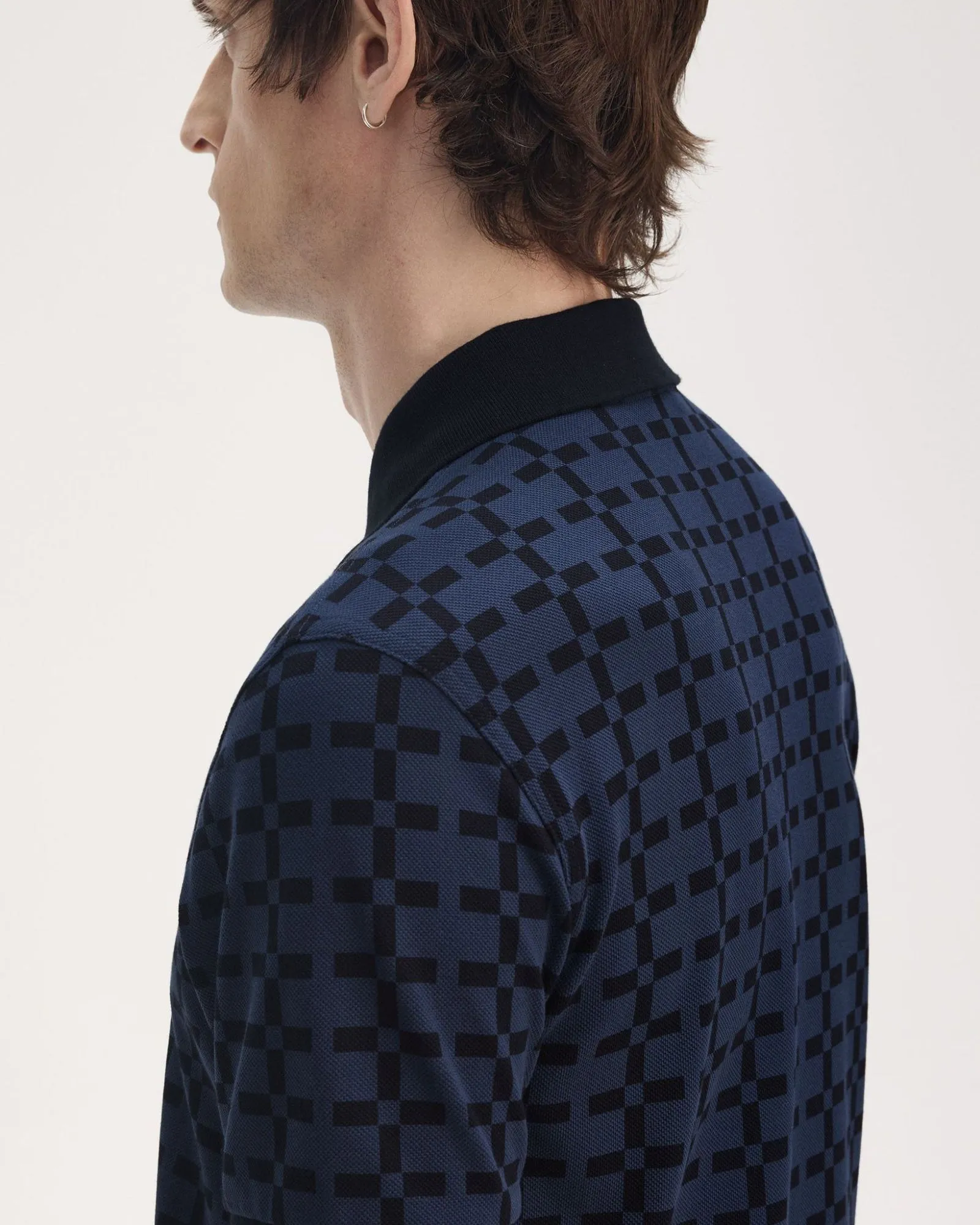 Fred Perry Jacquard Print Polo Shirt - Tennis Blue