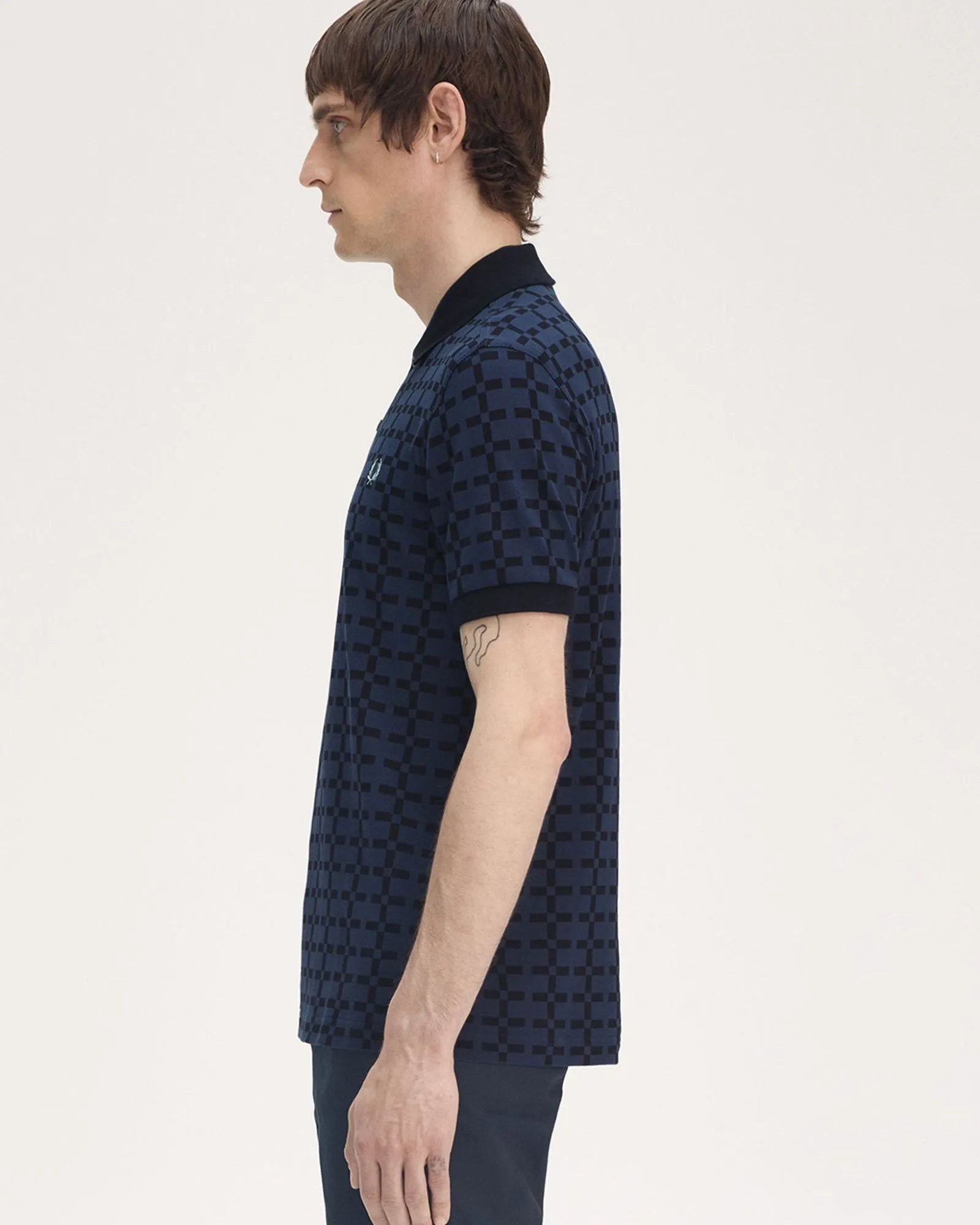 Fred Perry Jacquard Print Polo Shirt - Tennis Blue