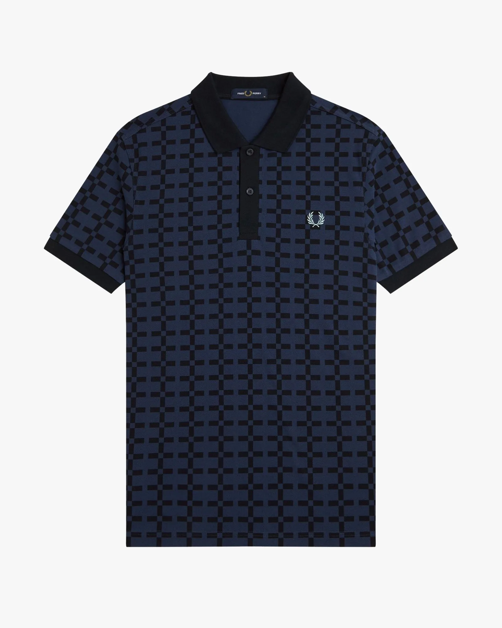 Fred Perry Jacquard Print Polo Shirt - Tennis Blue