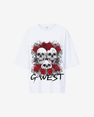 G West Roses And Bones Oversized Tee -WOMEN