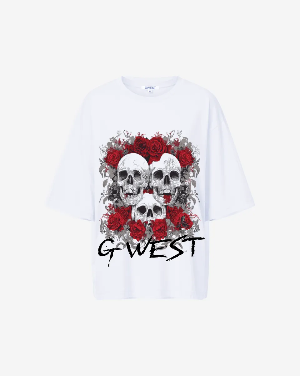G West Roses And Bones Oversized Tee -WOMEN