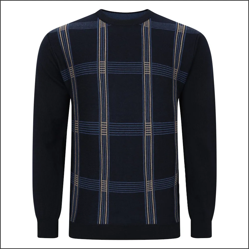 Gabicci M09 Navy Patterned Crew Neck/