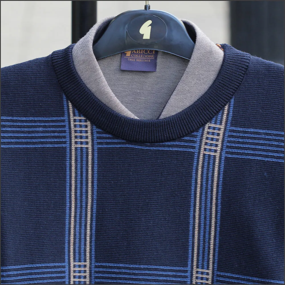 Gabicci M09 Navy Patterned Crew Neck/