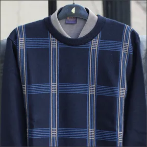 Gabicci M09 Navy Patterned Crew Neck/