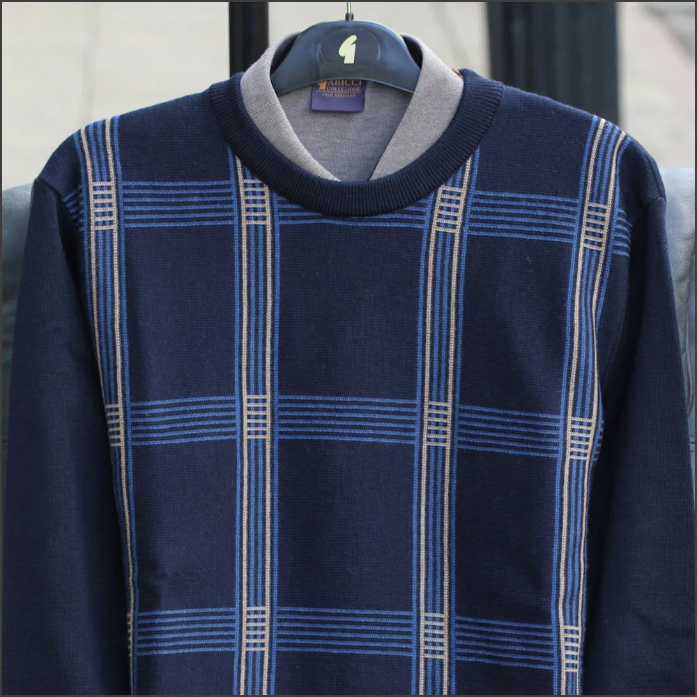 Gabicci M09 Navy Patterned Crew Neck/