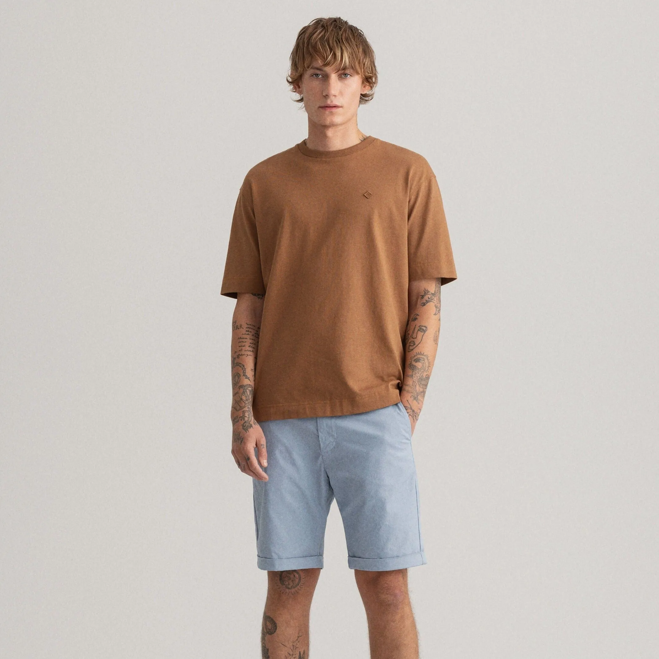 GANT Allister Regular Fit Sun-faded Shorts in Dove Blue