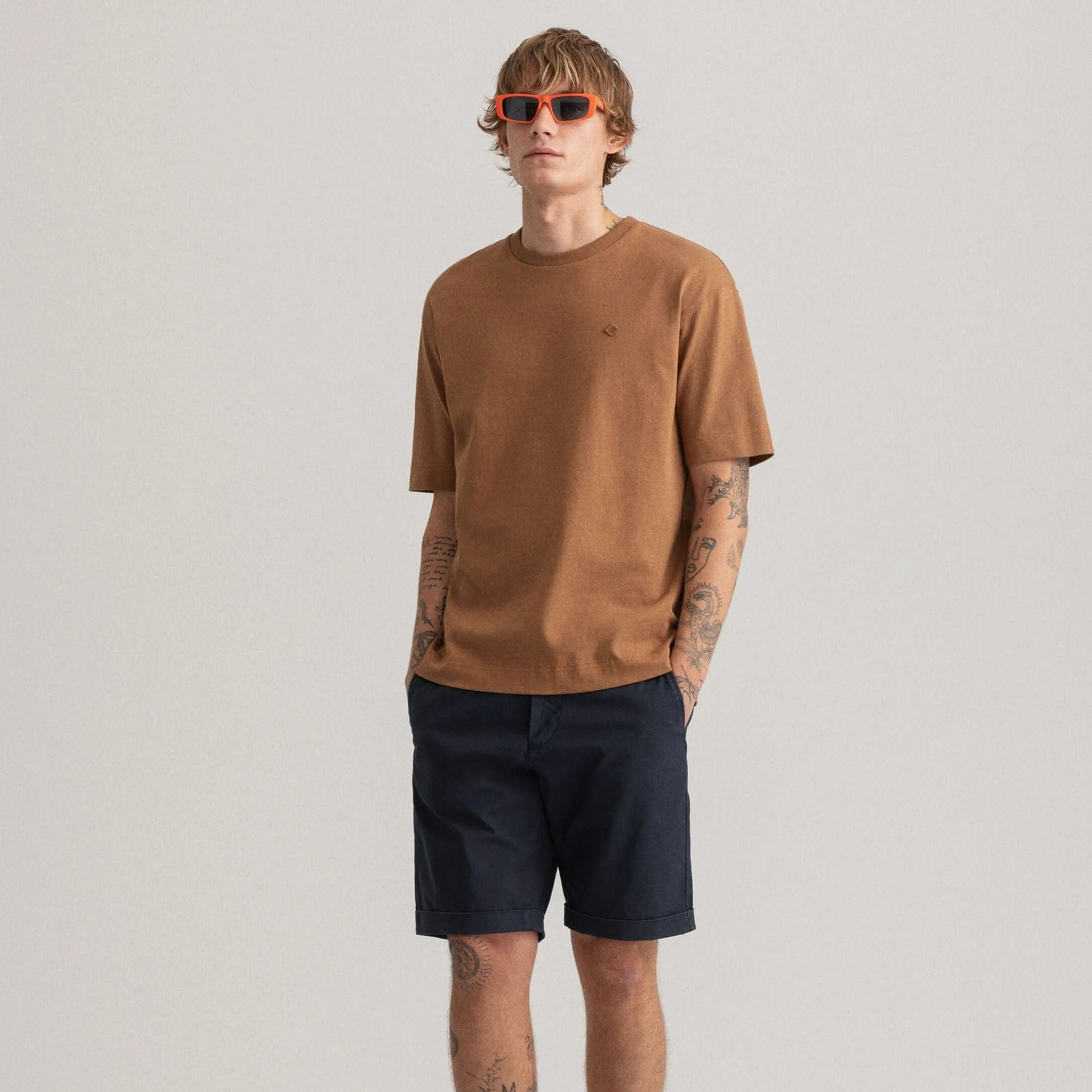 GANT Allister Regular Fit Sunfaded Shorts in Marine