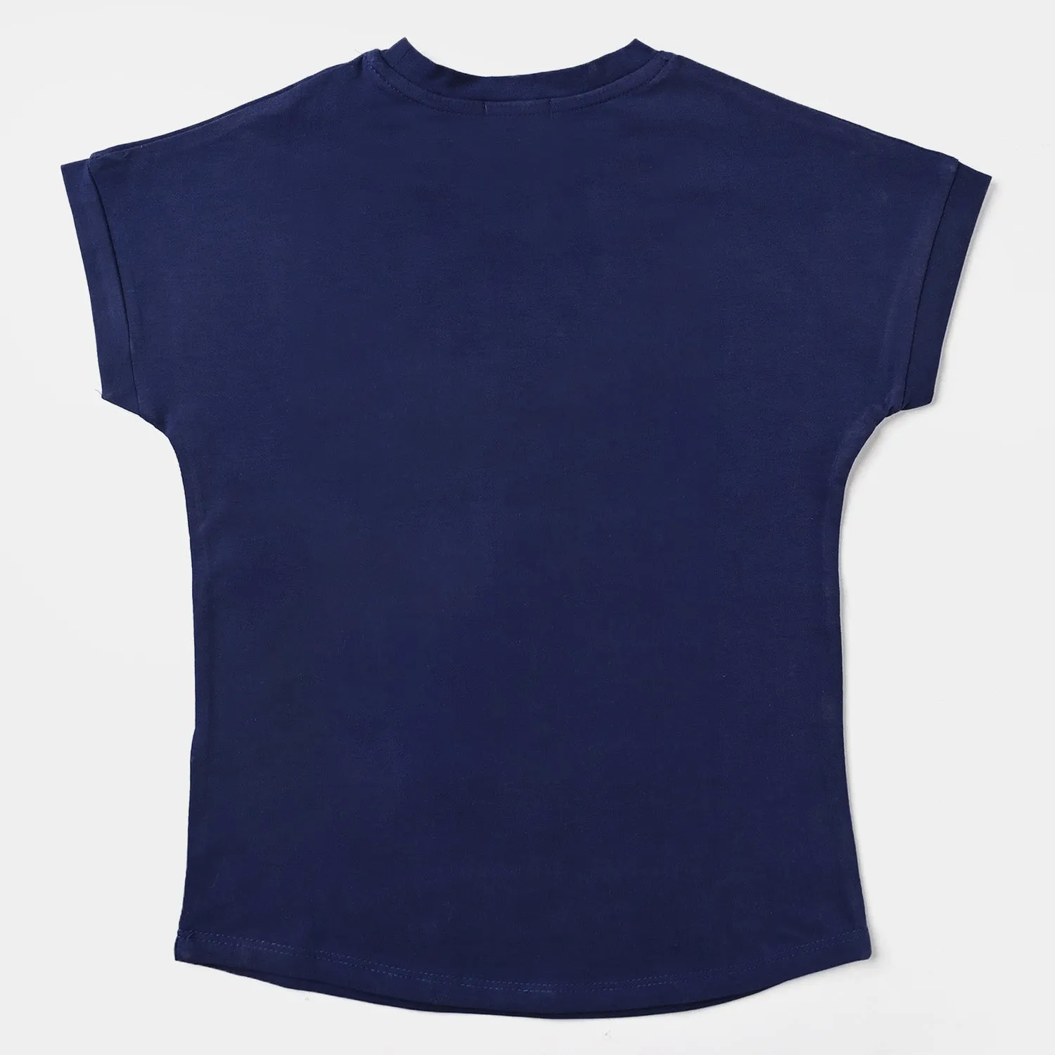 Girls Lycra Jersey T-Shirt Fruits-NAVY