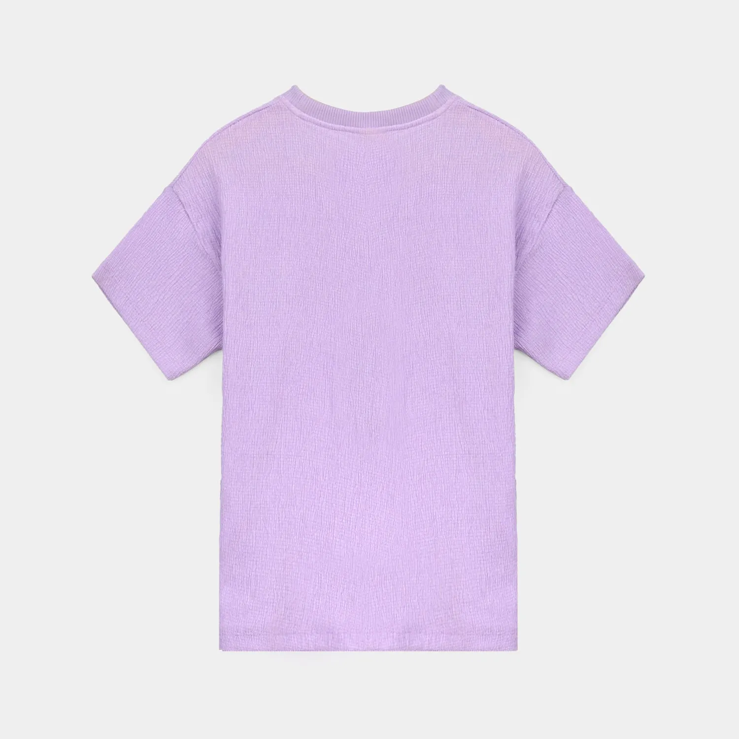 Girls Poly Crinkle T-Shirt Goods Vibes Only-Purple