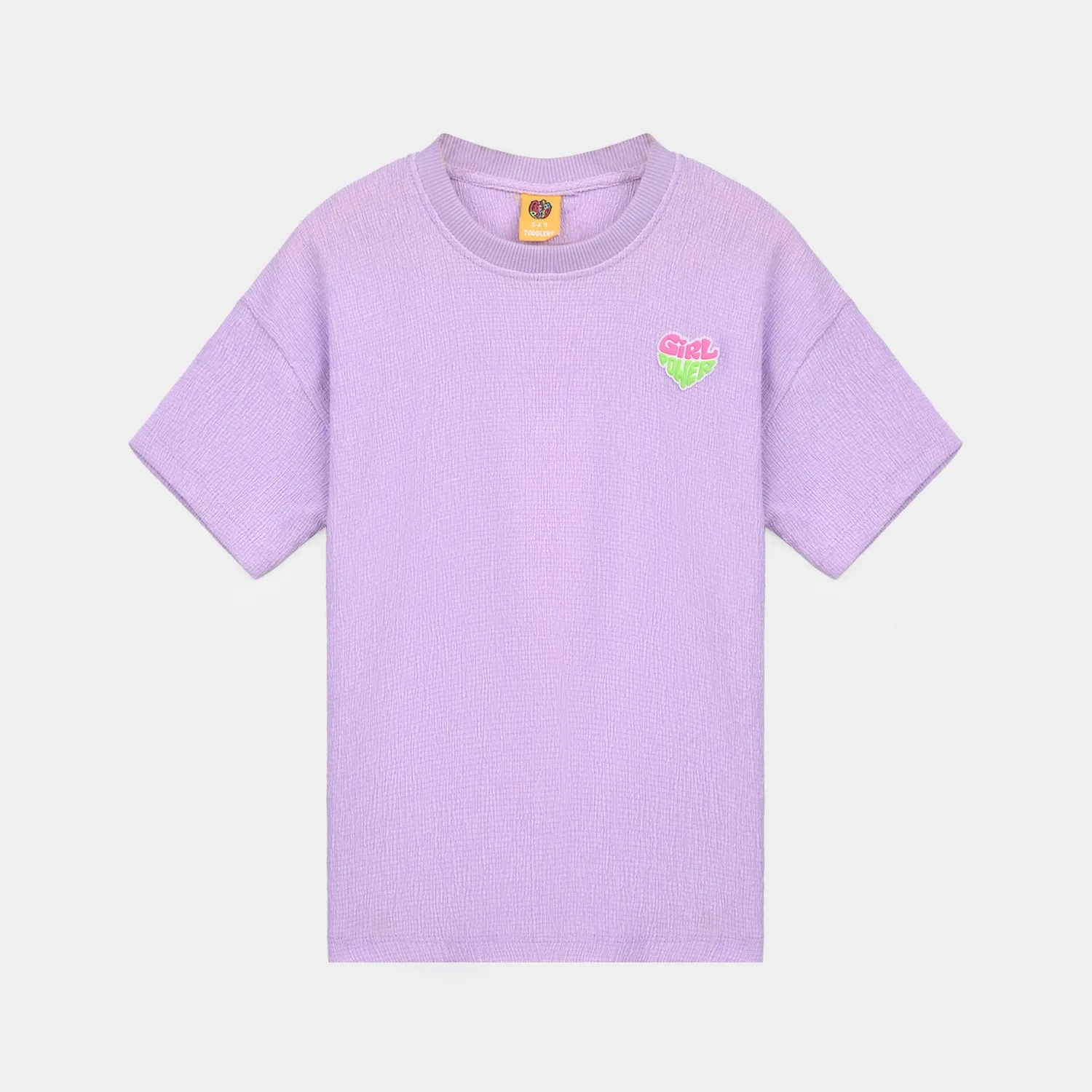 Girls Poly Crinkle T-Shirt Goods Vibes Only-Purple