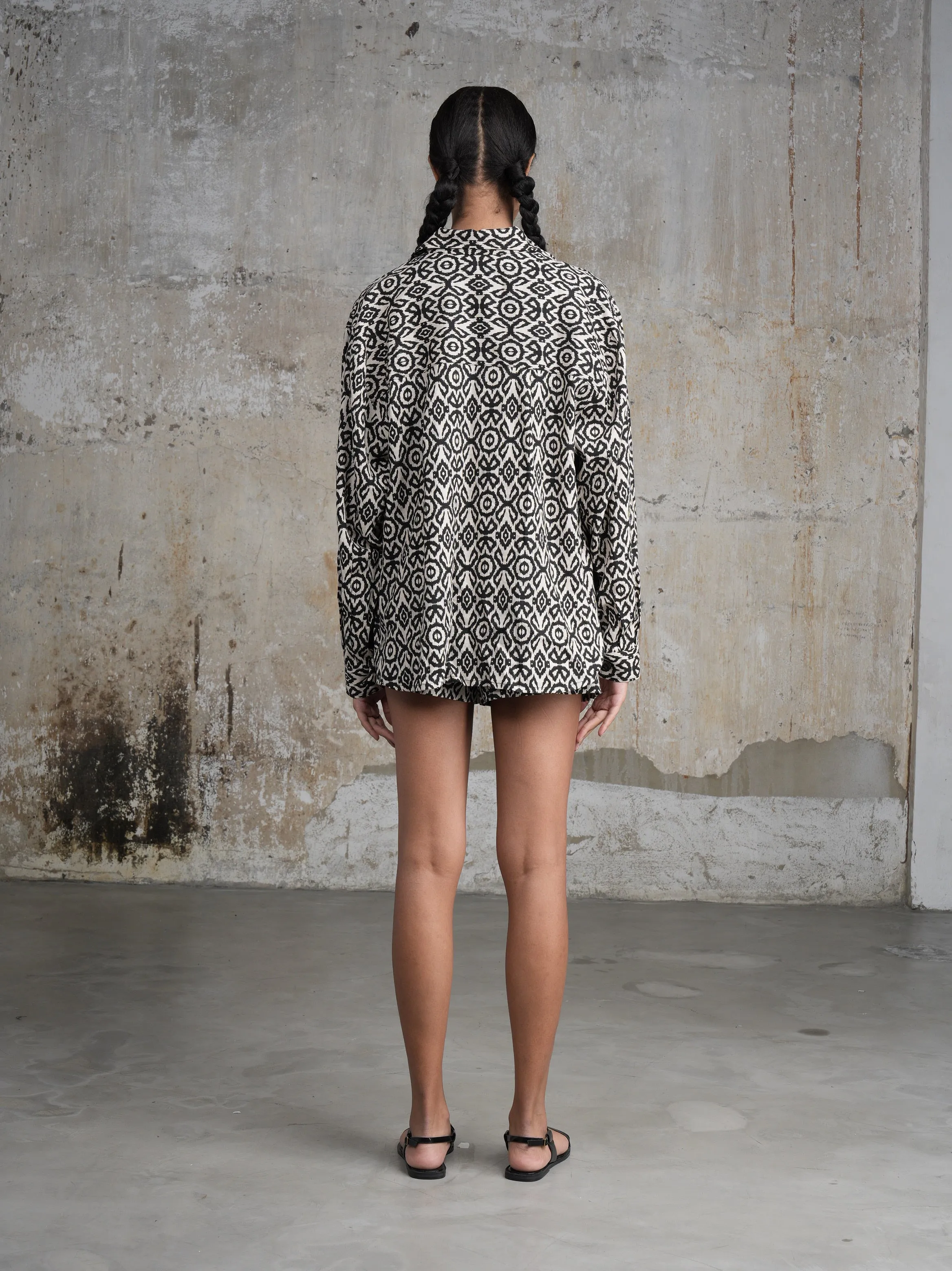 Graphic printed linen Shirt and Shorts SET