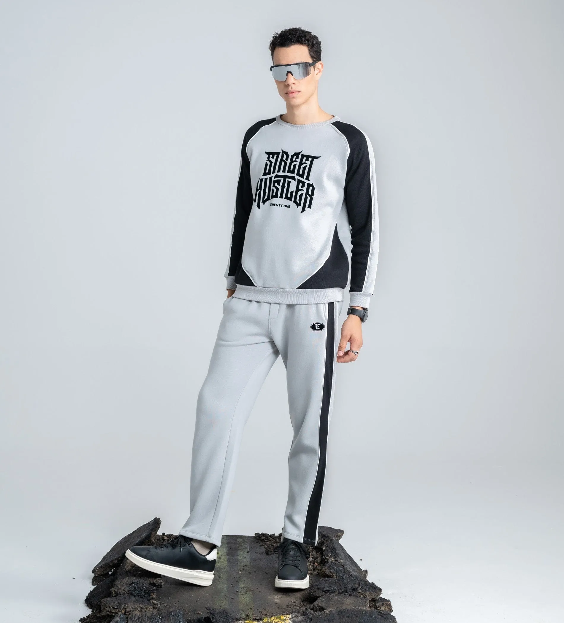 Grey fleece fusion trackpant