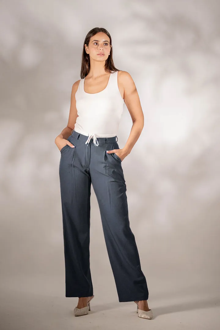 Grey Formal Tied Pants