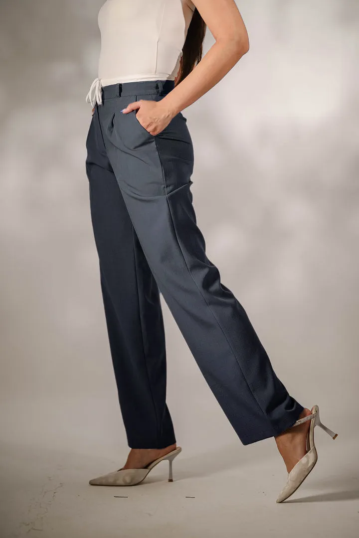 Grey Formal Tied Pants