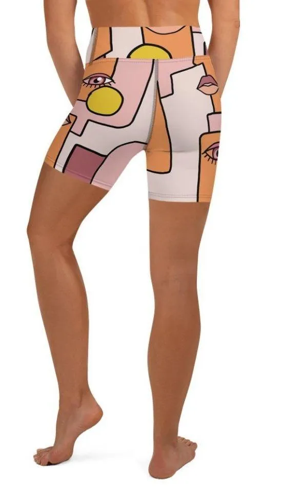 Hand-drawn Contemporary Painting Yoga Shorts