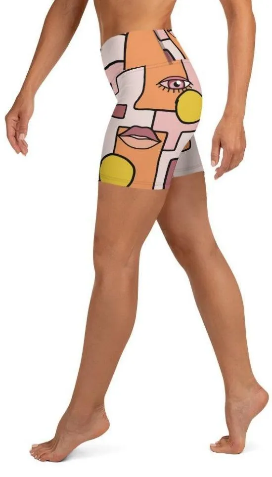 Hand-drawn Contemporary Painting Yoga Shorts