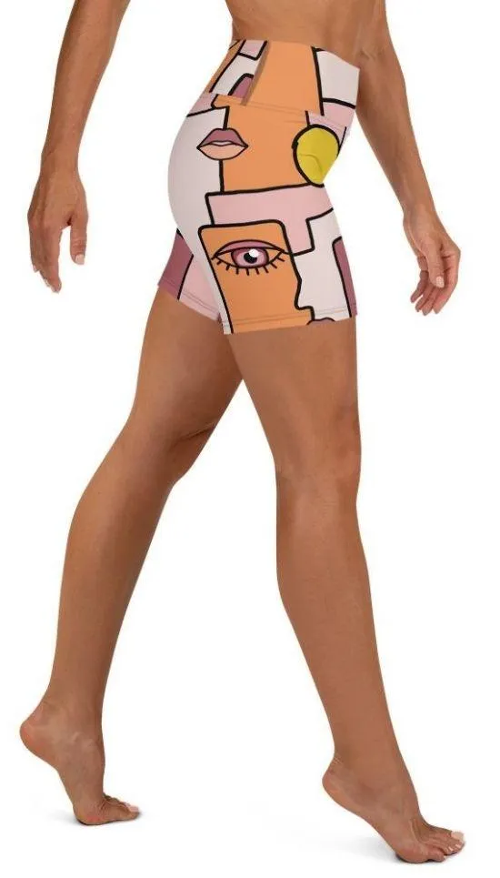 Hand-drawn Contemporary Painting Yoga Shorts