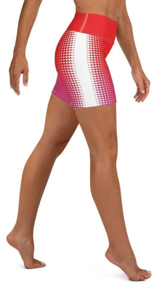 Hearts Optical Illusion Yoga Shorts