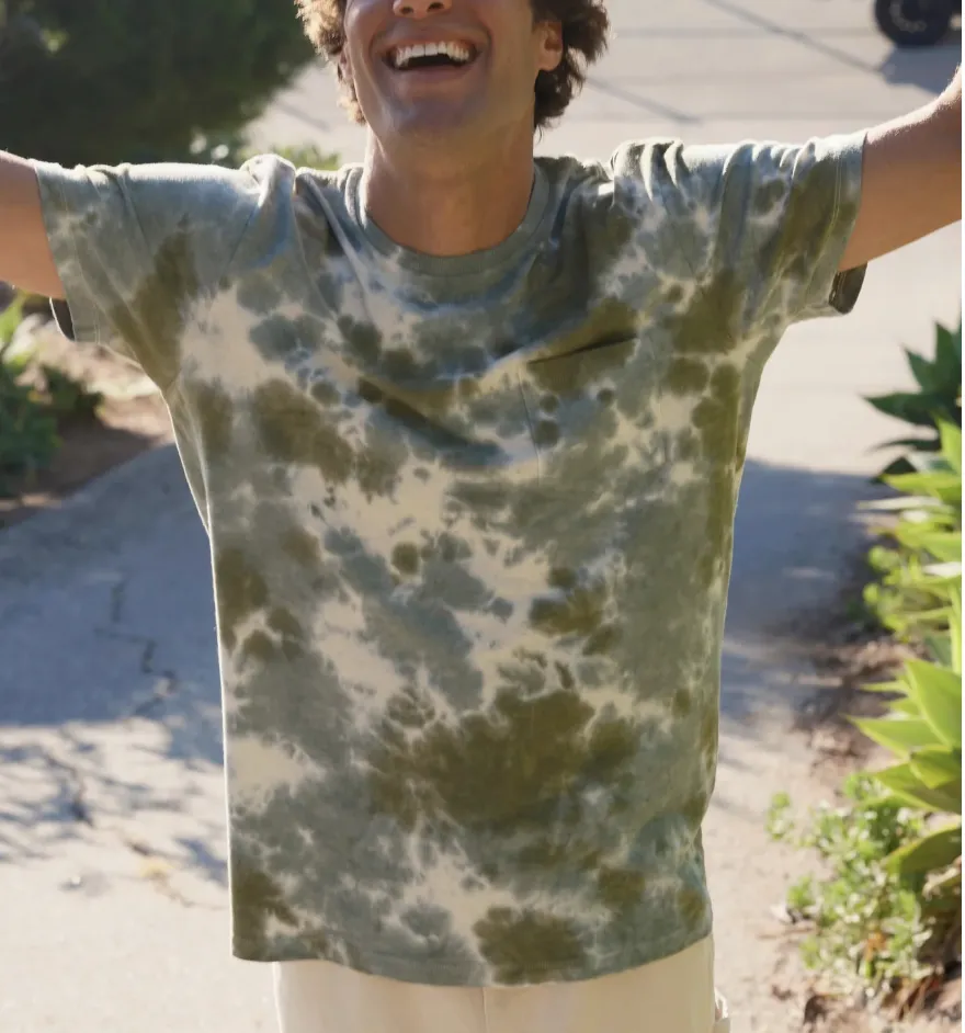 Hemp Pocket Tee - Green Tie Dye