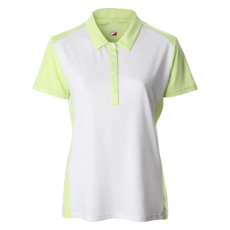 JRB Ladies 2022 Collection Golf Polo - White/ Lime