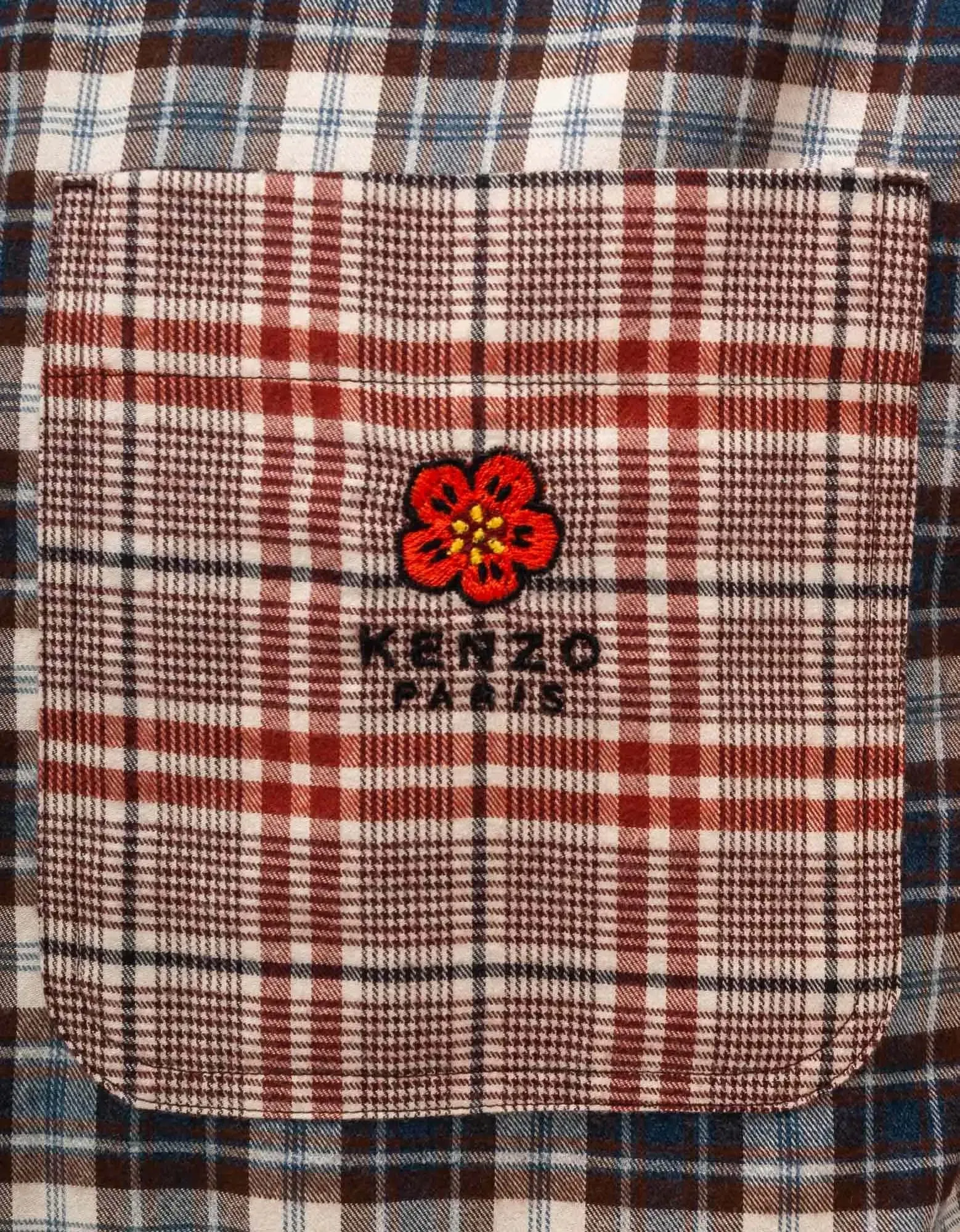 Kenzo Bordeaux Checked Oversized Shirt