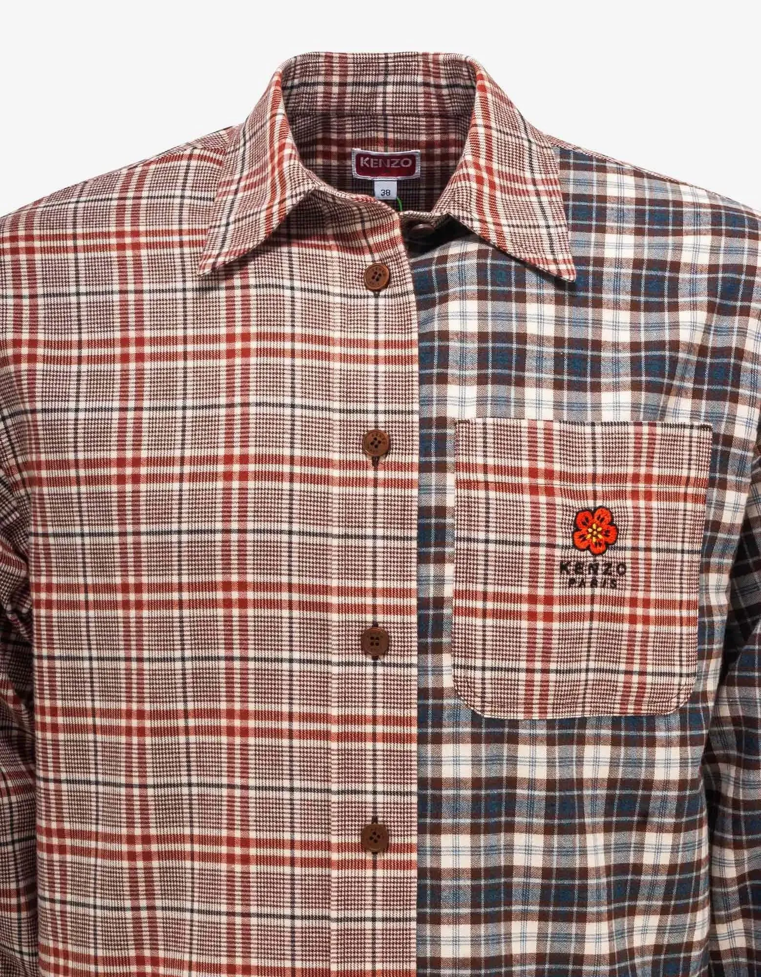 Kenzo Bordeaux Checked Oversized Shirt