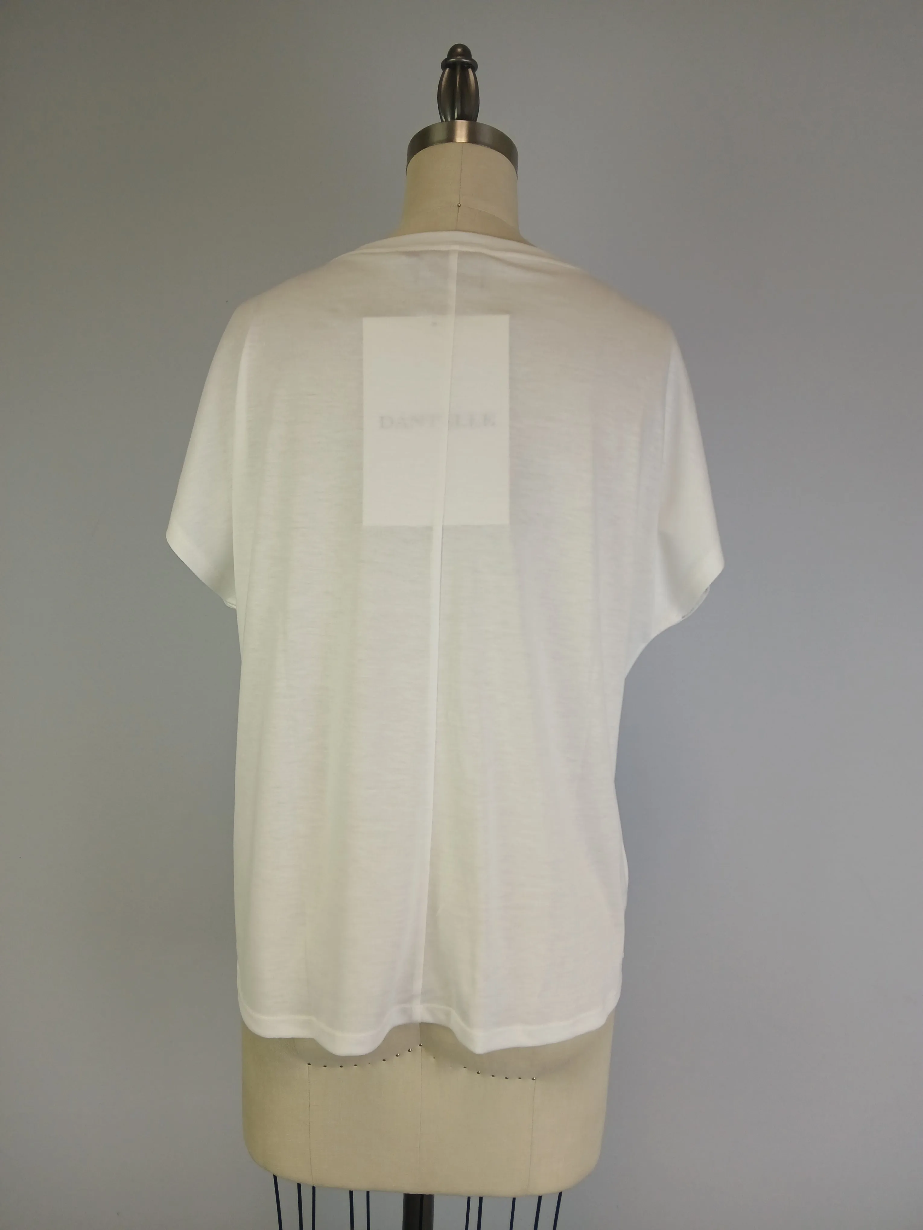 Knit Print Top with Mesh Printed Overlay S/S (D960SV)