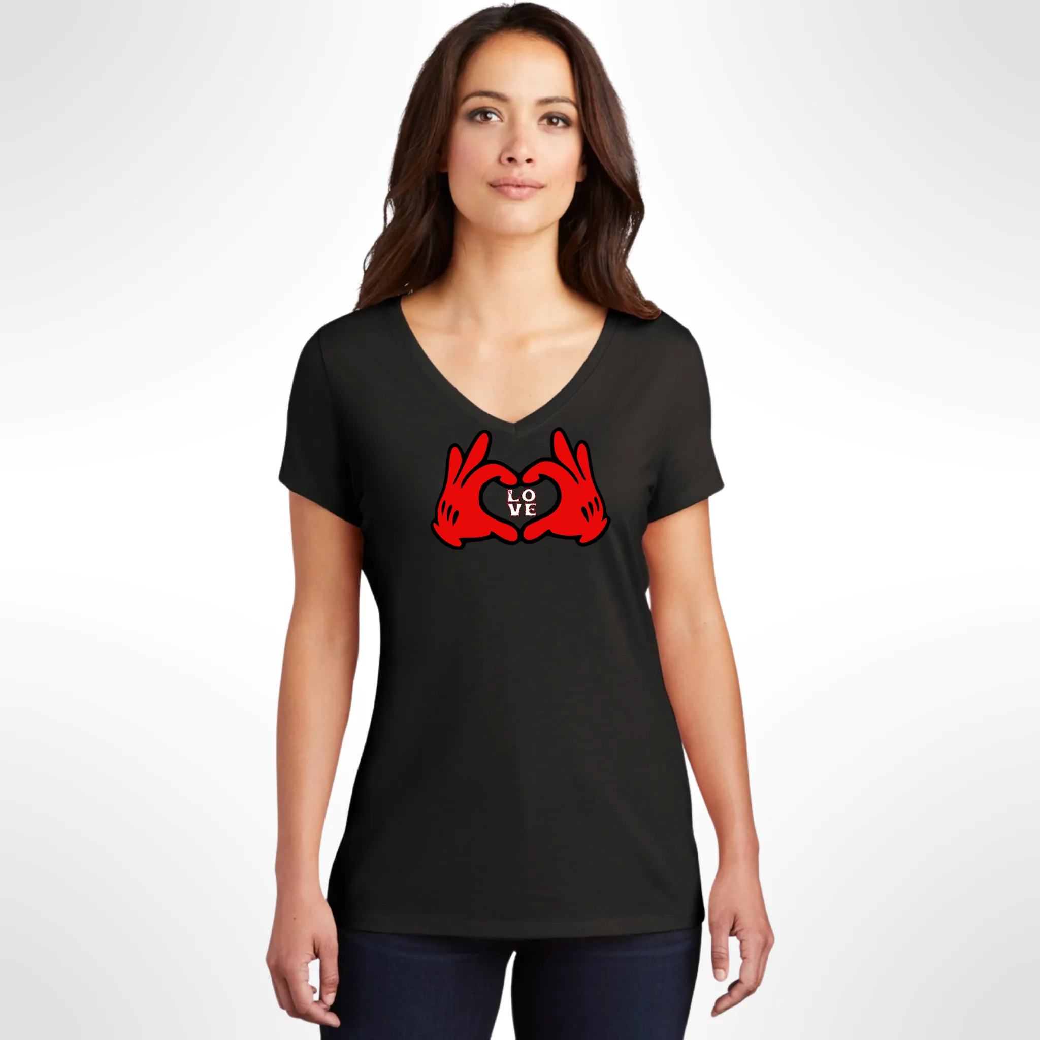 Ladies Stacked Love V-neck
