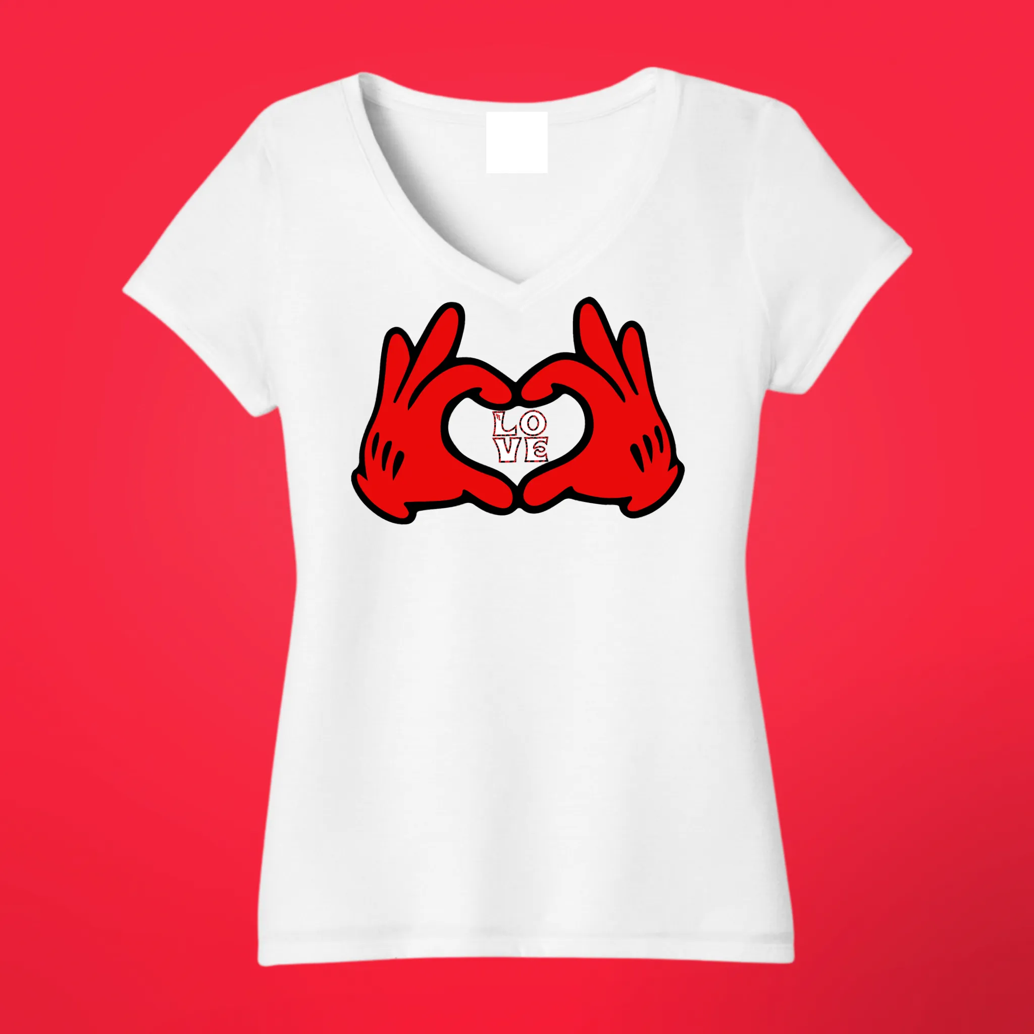 Ladies Stacked Love V-neck