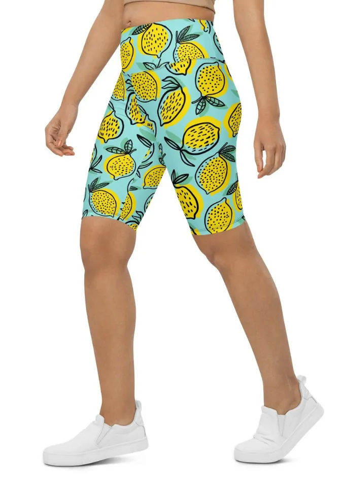 Lemon Pattern Biker Shorts