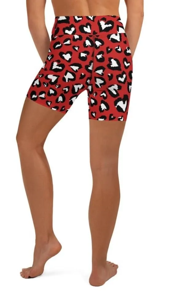 Leopard Hearts Yoga Shorts