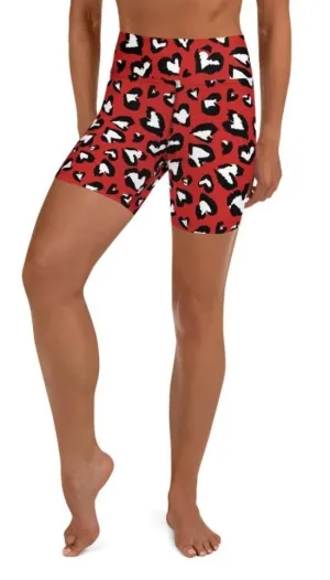 Leopard Hearts Yoga Shorts