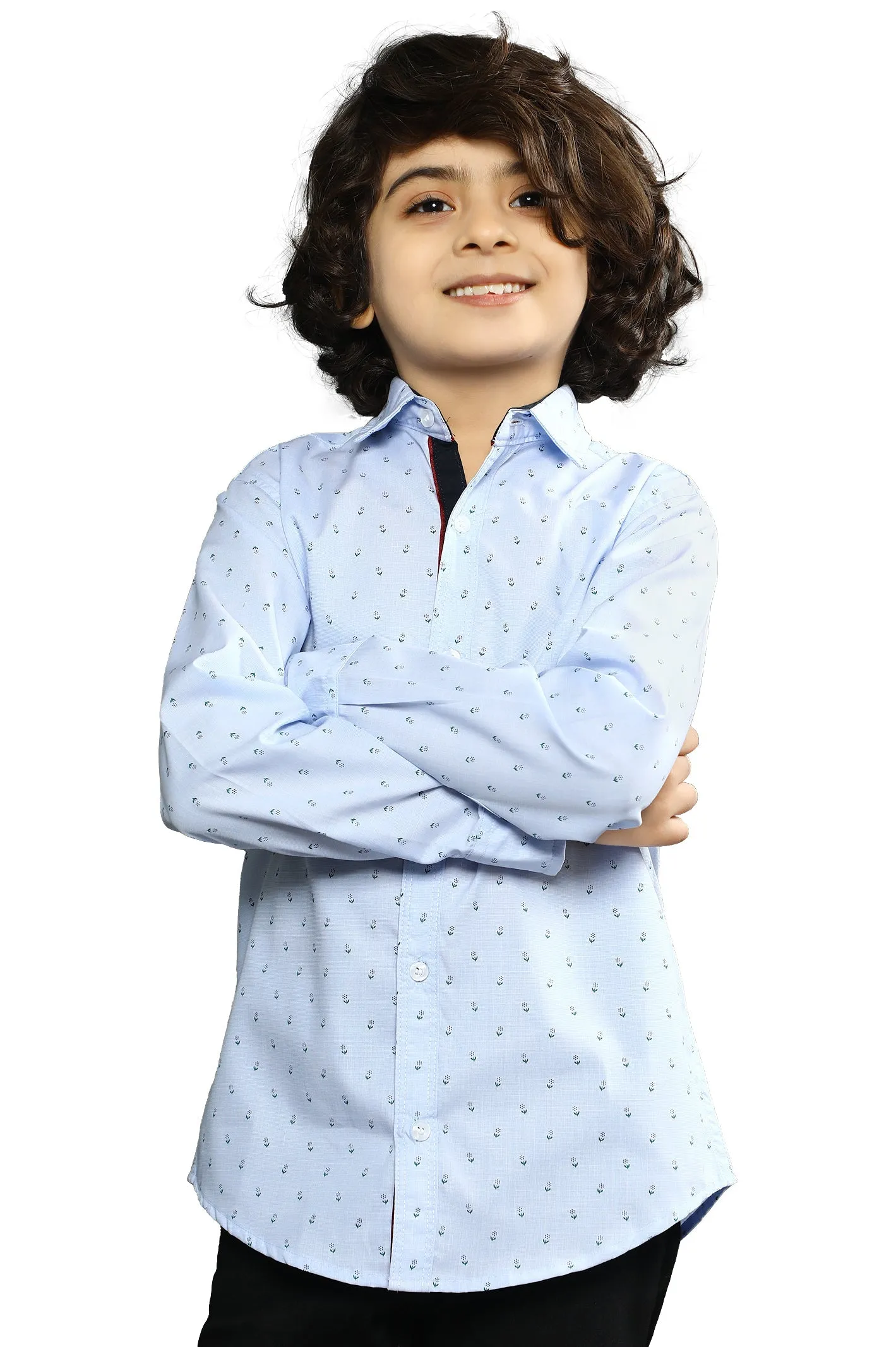 Light Blue Dotted Casual Shirt