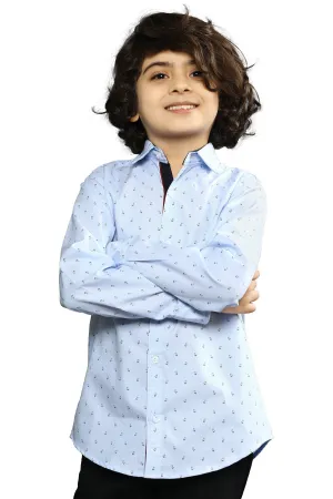 Light Blue Dotted Casual Shirt
