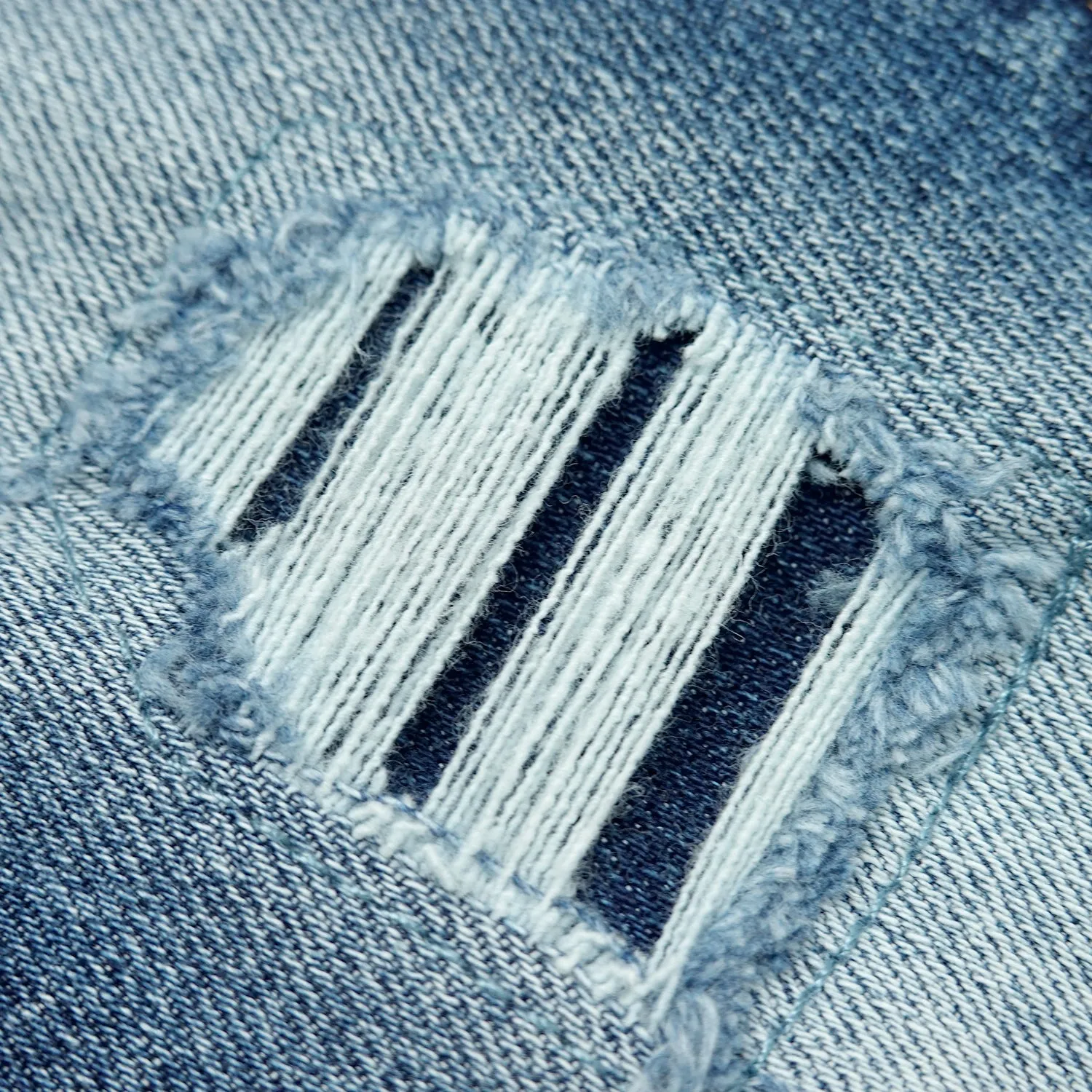 Little Boys Elastic Band Ripped Soft Denim Jeans Pants