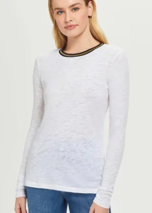 Long Sleeve Metallic Tipped Ringer Tee
