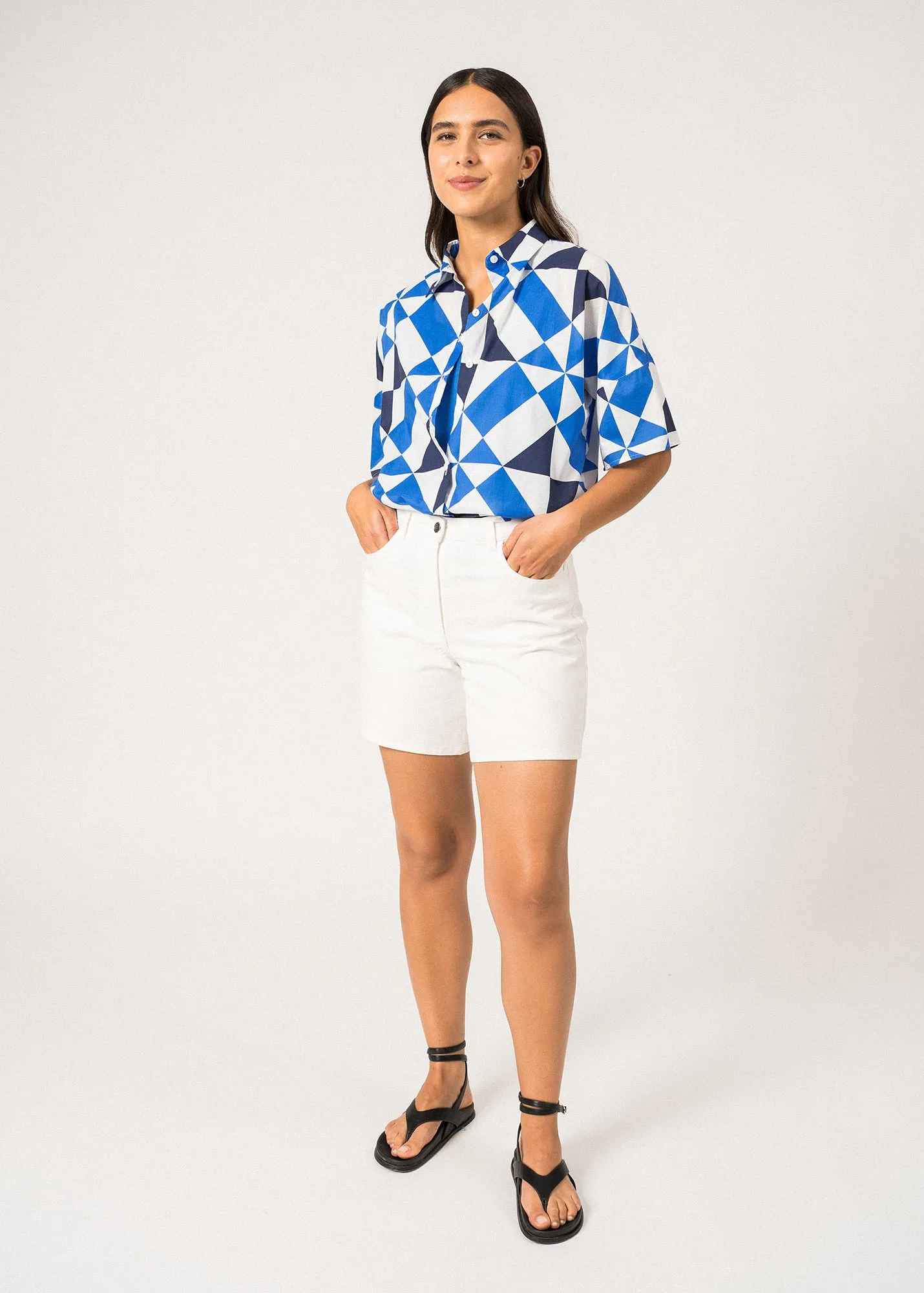 Lucie Short-Sleeved Shirt  printed (BLANC/MER/MARINE)