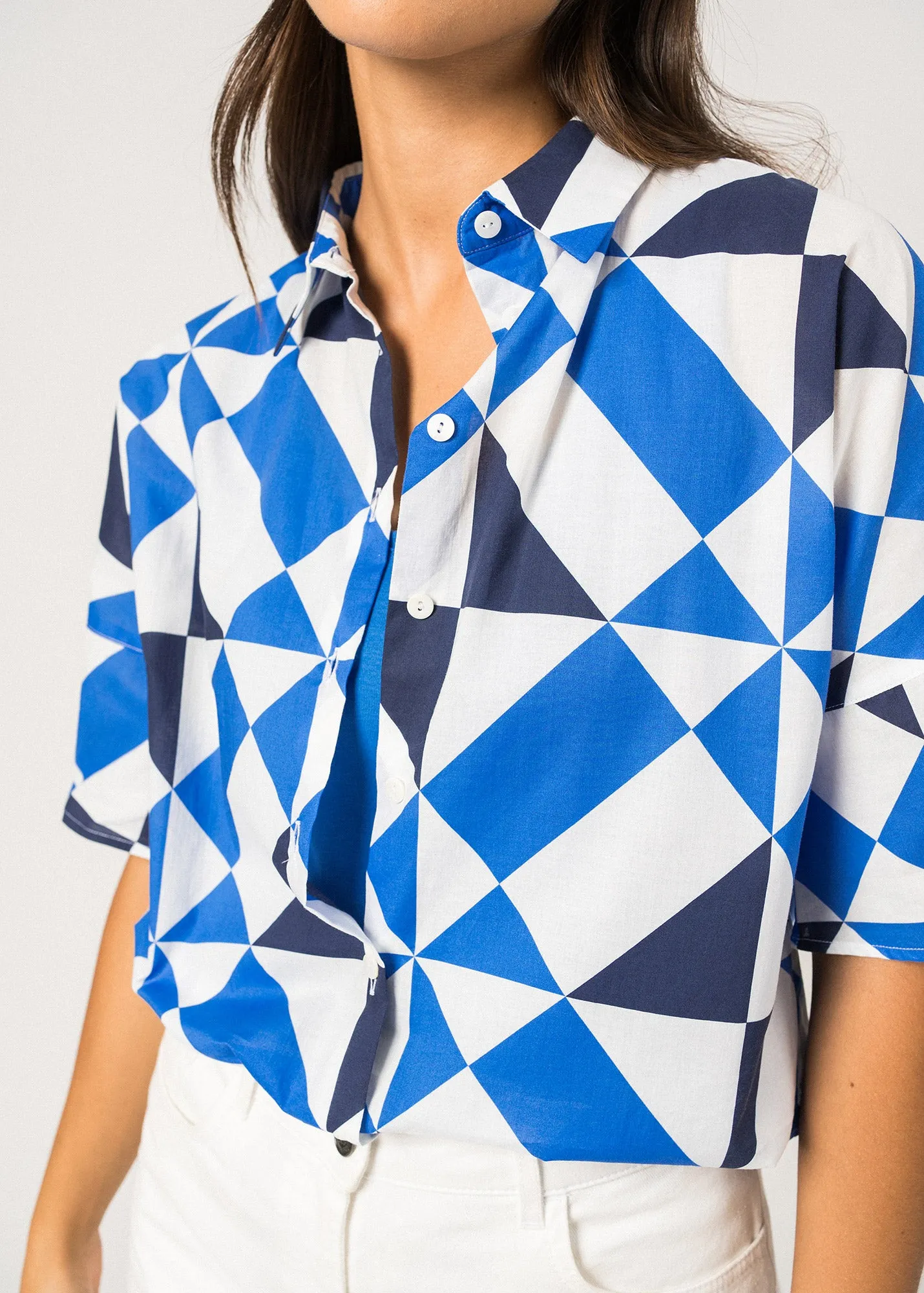 Lucie Short-Sleeved Shirt  printed (BLANC/MER/MARINE)