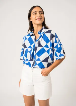 Lucie Short-Sleeved Shirt  printed (BLANC/MER/MARINE)