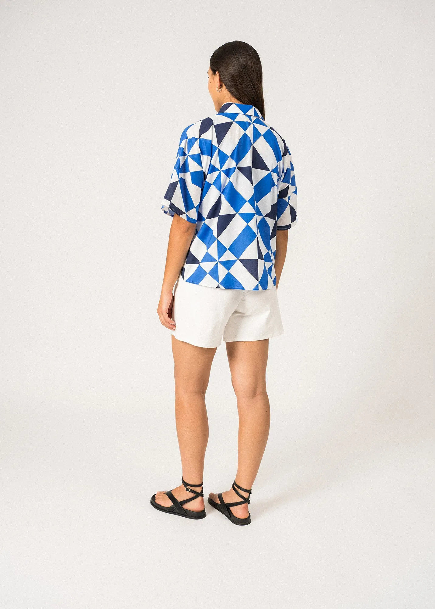 Lucie Short-Sleeved Shirt  printed (BLANC/MER/MARINE)
