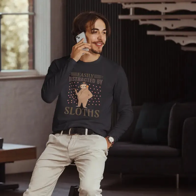 Luxurious Long Sleeve Fitted Tee for Sloth Lovers