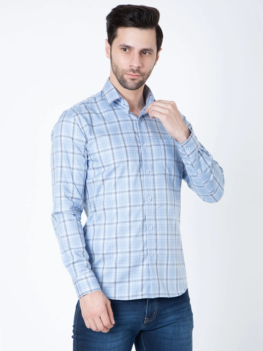 Men Sky Check Shirt