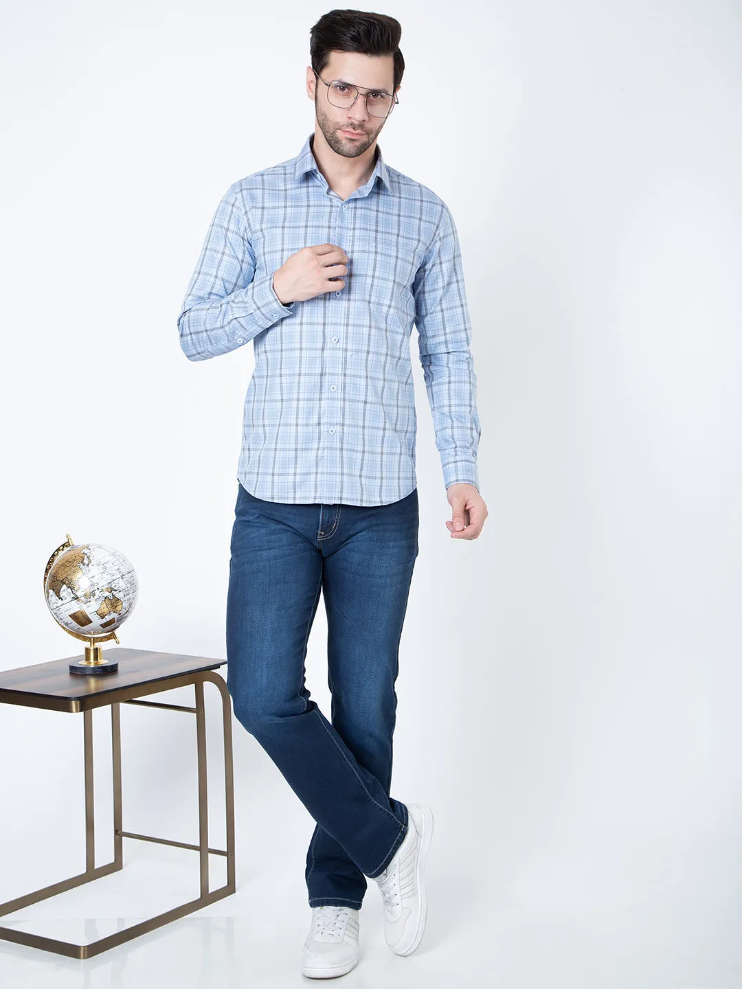 Men Sky Check Shirt