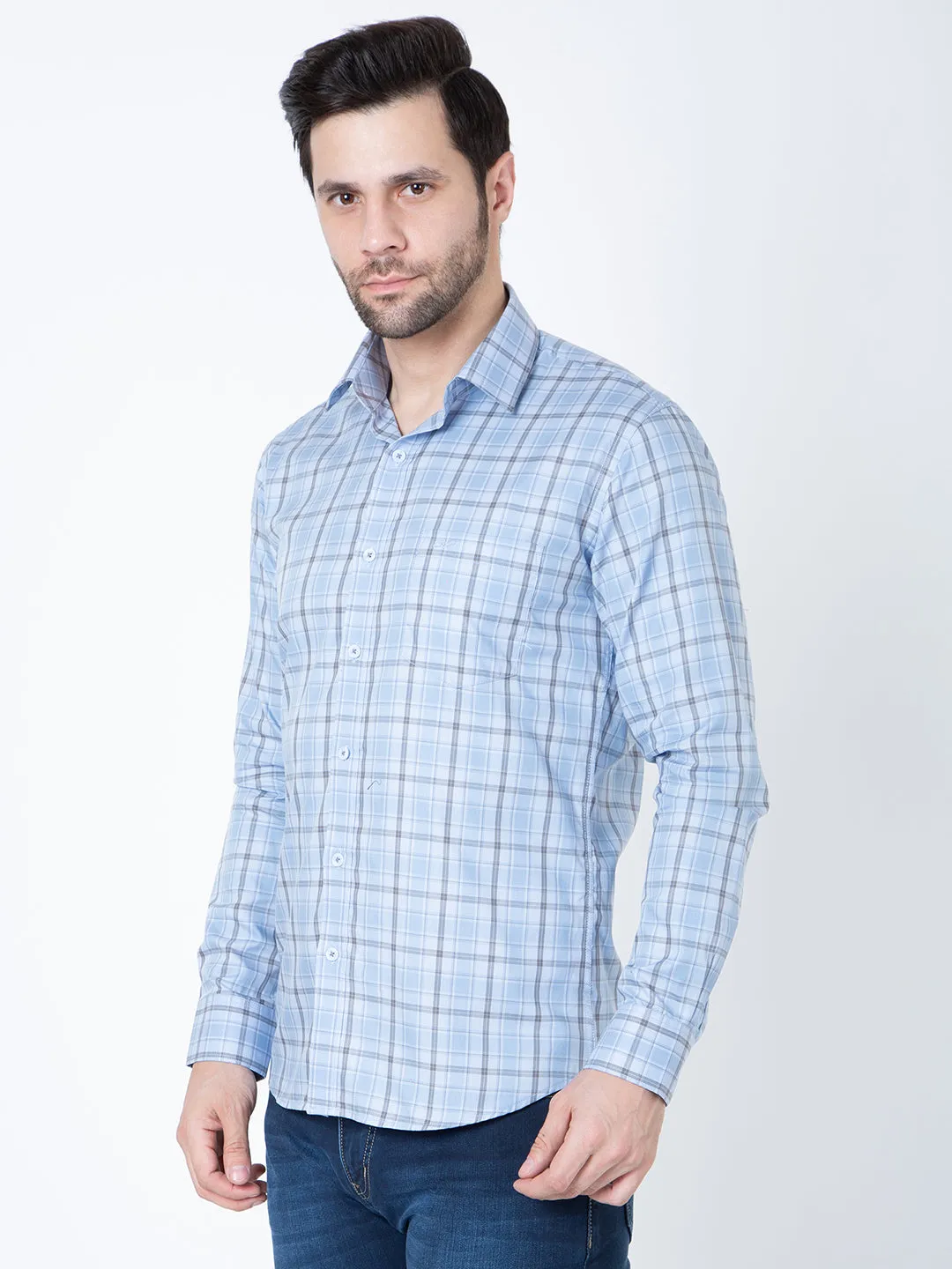 Men Sky Check Shirt