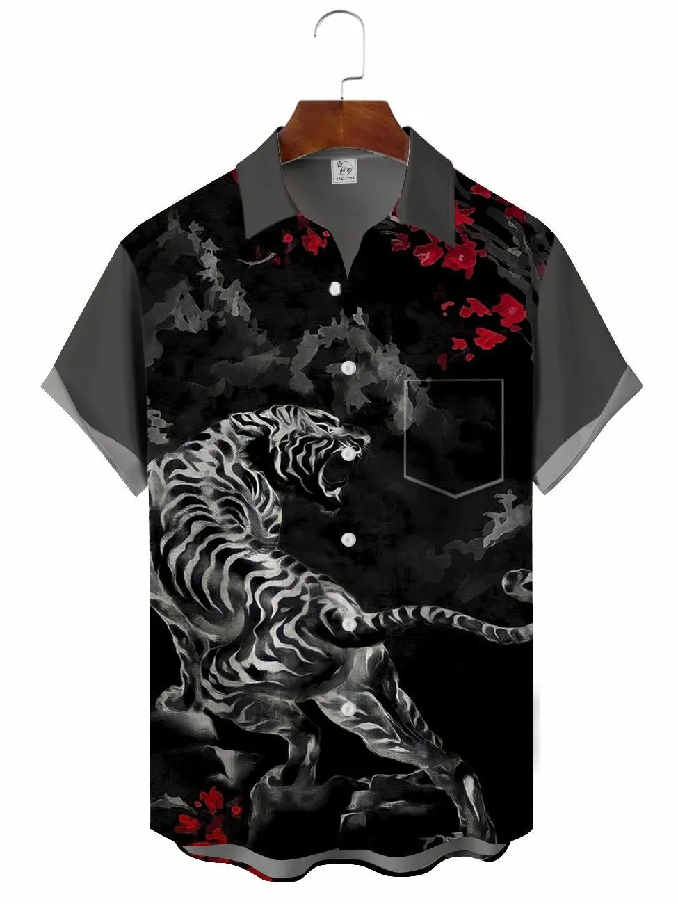Men's Artistic Tie Dye Tiger Short Sleeve Shirt