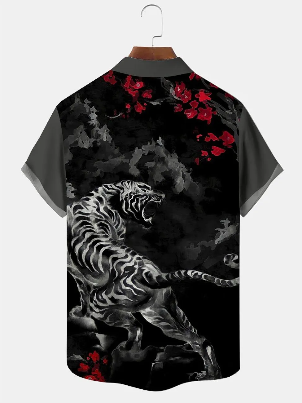 Men's Artistic Tie Dye Tiger Short Sleeve Shirt
