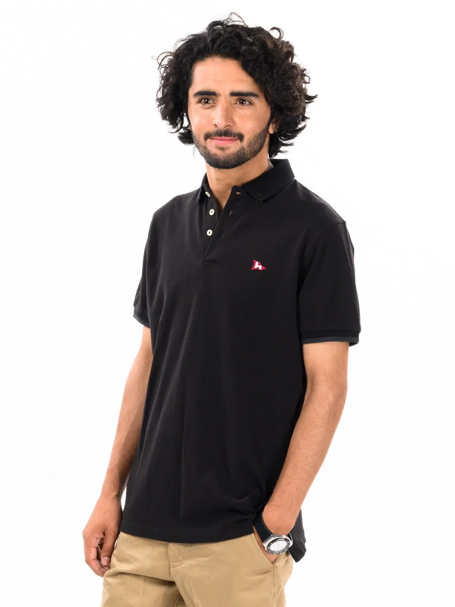 Men's Black Iconic Mesh Regular Fit Short Sleeve Polo Shirt